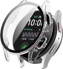 Clear Protective Case for Samsung Galaxy Watch 7 44mm with Tempered Glass Protec