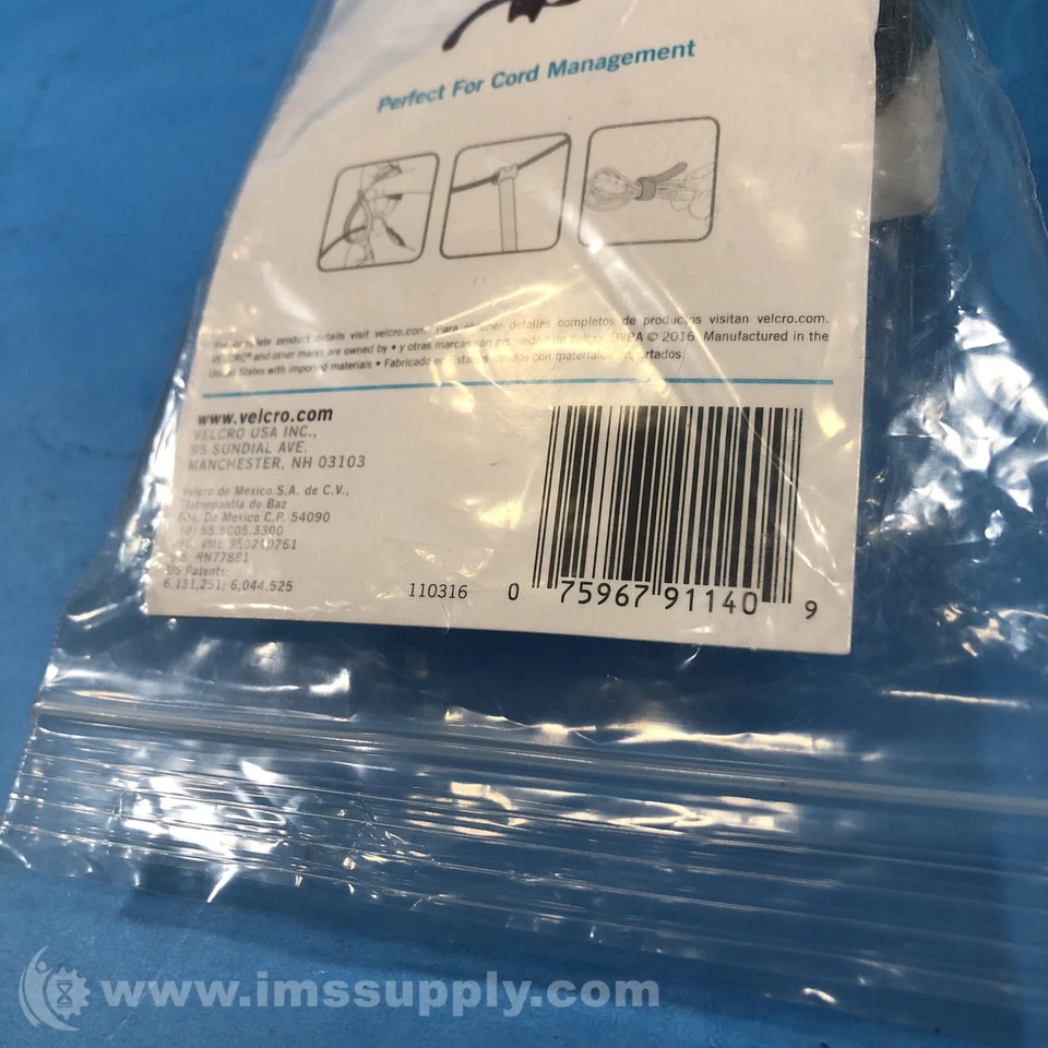 Velcro USA 91140 Bag of 100 Hook and Loop Cable Ties FNOB - Image 2 of 4