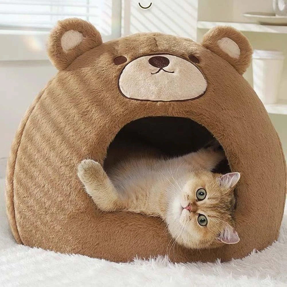Cat Beds for Indoor Cats - Cute Cat Bed Cat Cave Bed ，Soft Calming Pet Bed with