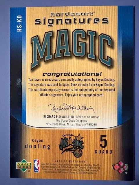 2005-06 Keyon Dooling UD Hardcourt Signatures Auto - Image 2 of 2