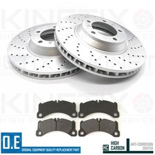 FÜR PORSCHE CAYENNE (9YA) PANAMERA (971) GELOCHTE BREMSSCHEIBEN & BELÄGE VORNE 350mm