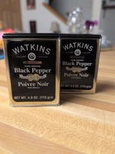 Watkins Gourmet Pure Ground poivre noir étain 4 oz - casher, sans gluten, paquet de 2