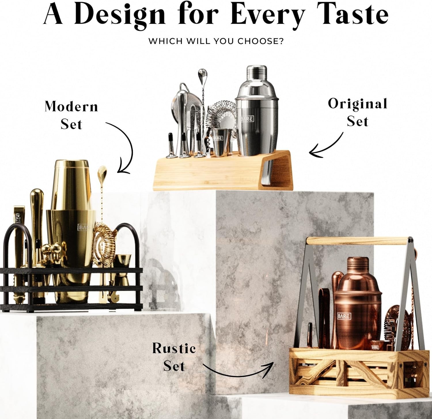 Set Bar Da Cocktail Mixology & Craft In Rame, 11 Pezzi, Con Shaker Boston Pesato, Colino Giapponese, Jigger, Pestello E Versatori - 2