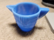 AKRO AGATE CHILD'S PITCHER CONCENTRIC RIB STACKED PANEL TEA SET 1930s BLUE