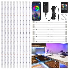 10 PCS RGB Under Cabinet Lighting Kit, App and Remote Control Led Strip Light...