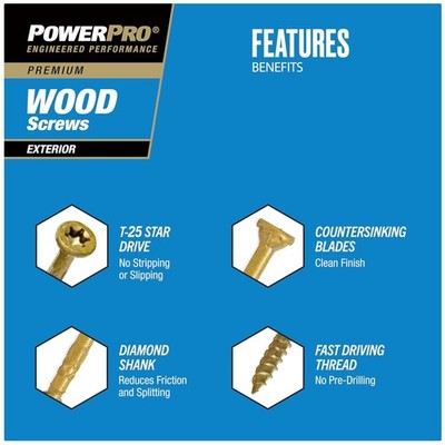 Outdoor Wood Screws, T-25 Star Bit - 194 Pcs