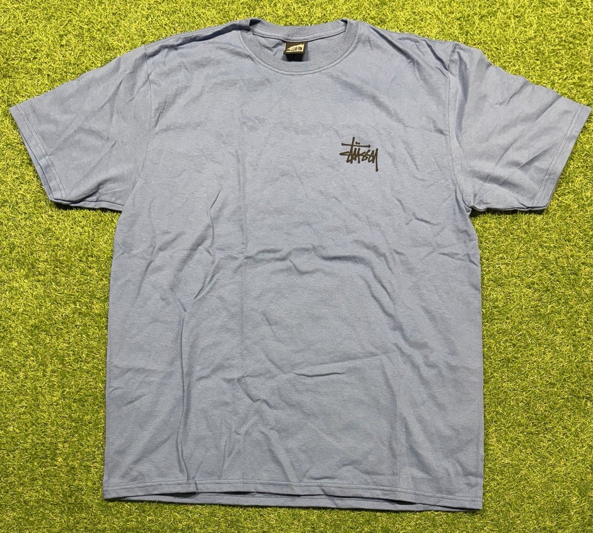 Stussy Shirt Basic Script Tshirt Tee Blue Size XL Double Sided