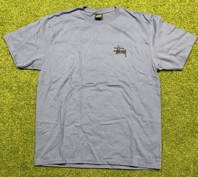 Stussy Shirt Basic Script Tshirt Tee Blue Size XL Double Sided