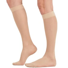 2 Pairs Sheer Compression Socks for Women - 15-20 mmHg Knee High Sheer Compre...
