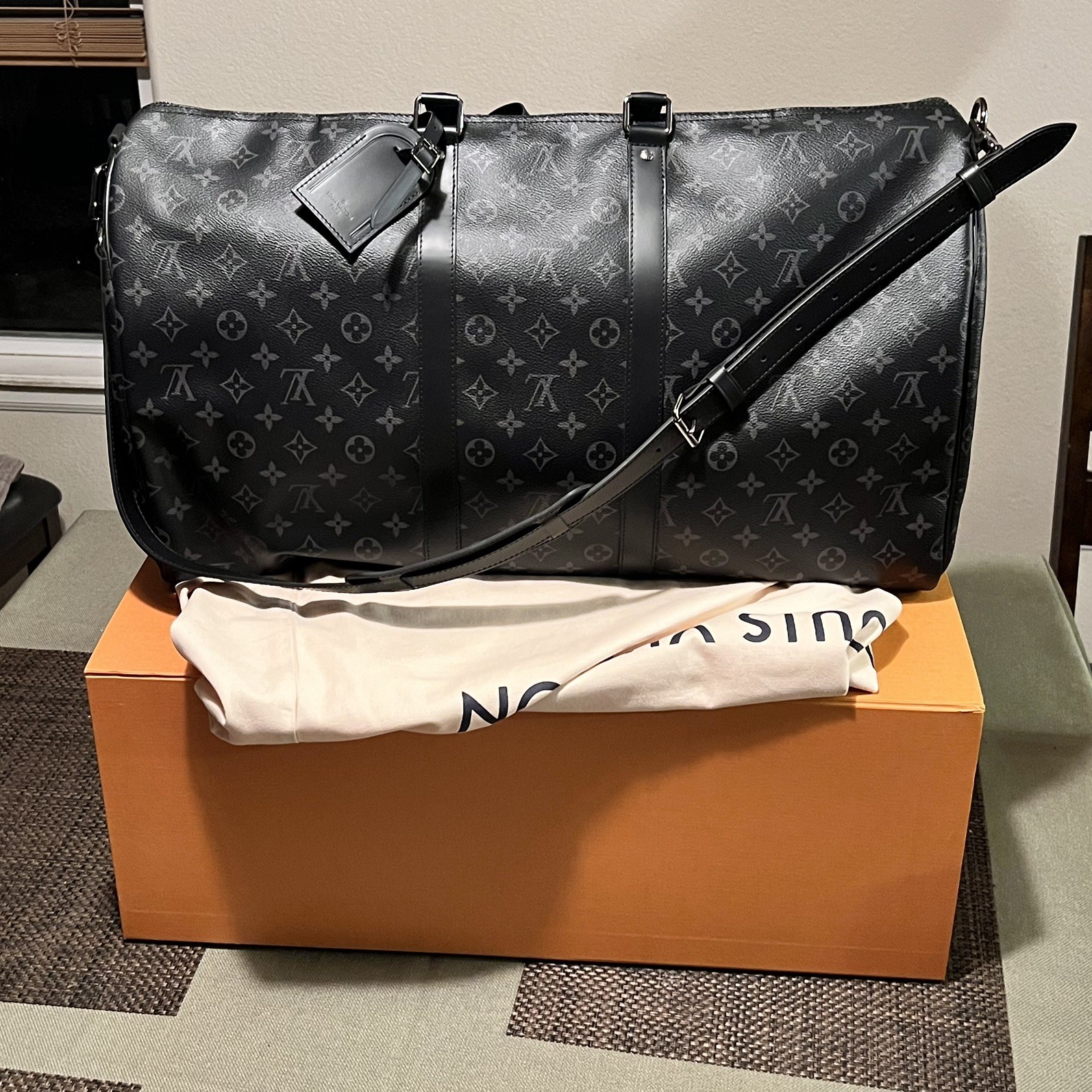 Louis Vuitton Monogram Eclipse Keepall Bandoulier… - image 1