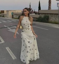 ZARA SS25 NEW WOMAN HALTER BUTTERFLY MAXI DRESS SIZE S Ref 3676/339