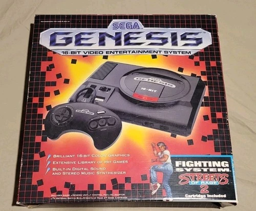 Vintage Sega Genesis Console Fighting System In Box With Streets Of Rage 2