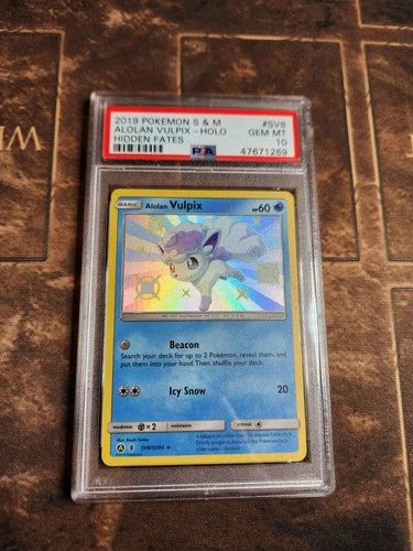 2019 POKEMON SUN & MOON HIDDEN FATES #SV8 ALOLAN VULPIX-HOLO PSA 10