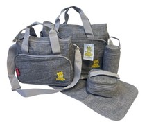 5pcs Waterproof Grey Large Baby Nappy Diaper Changing Bags & Mat Travel Set 508