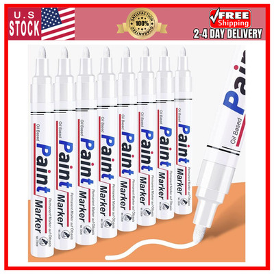 DAPAWIN 8 White Paint Markers Oil Based Waterproof Medium Tip