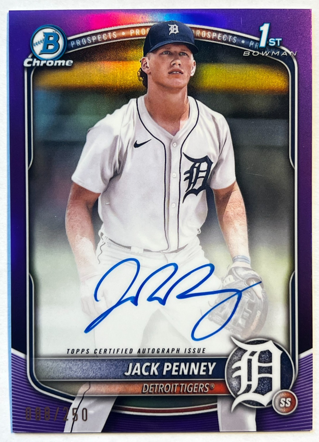 🔥2025 Bowman Chrome Prospect Auto Purple Refractor /250 #CPA-JPY Jack Penney🔥