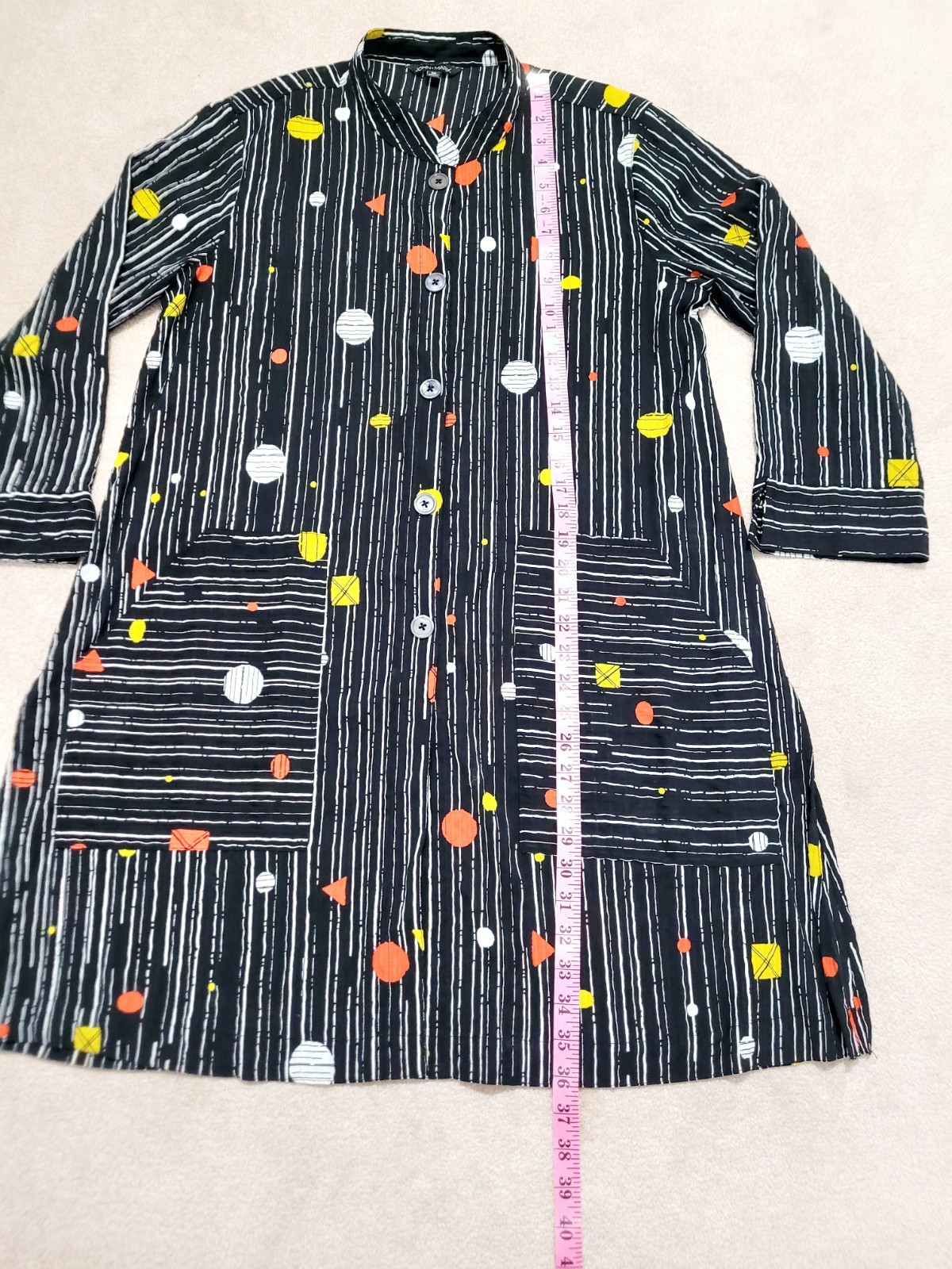 John Mark Size Medium Artsy Button Front Long Tun… - image 8
