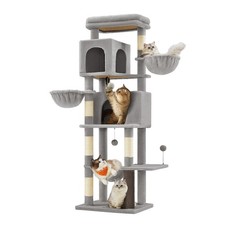 Cat Tree, 69-Inch Tall Cat Tower, Multi-Level Plush Condo with 2 Caves, 2 Bas...