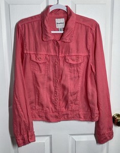 Tommy Bahama Two Palms Linen Raw Edge Jacket Womens Large Coastal Resort Beachy