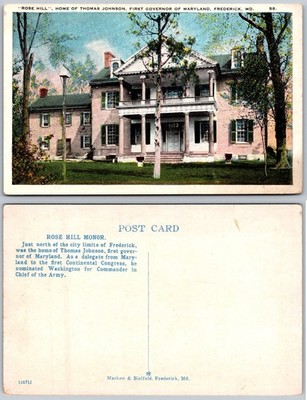 Rose Hill Manor Frederick MD Postcard