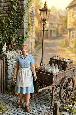 MODELLEISENBAHN EISENBAHN MILCHDAME KRANKENSCHWESTER FIGUR 16MM MASSSTAB NAGELNEU IN TASCHE