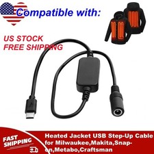 Heated Jacket USB Step-Up Cable for Milwaukee,Makita,Snap-on,Metabo,Craftsman