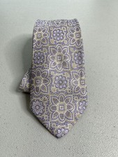 Paul Fredrick Purple Floral Pattern 100 Silk Made in Italy Designer Tie