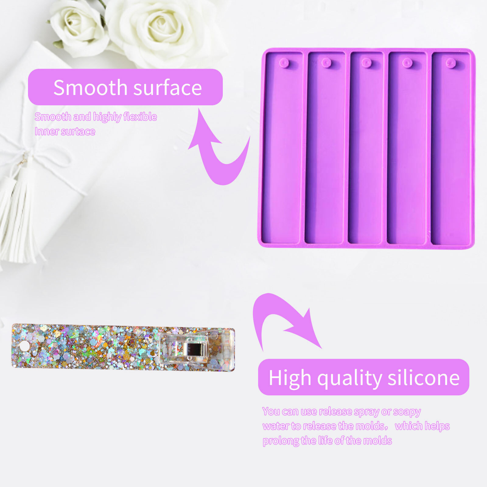 Credit Card Puller Silicone Molds Set DIY Bank Card Grabber Bookmark