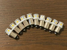 10 New Warm White Bayonet LED Lamp Light Bulbs 6v 6.3v 8v replace #47 #44 #1847