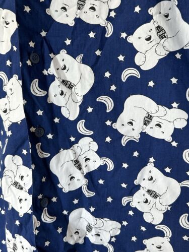 Vtg Coca Cola Polar Bears Shirt Mens Med Button Up Hawaiian Blue White Xmas - Picture 2 of 7
