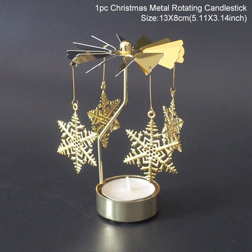 SILVER Metal Rotating Spinner Carousel Candle Tea Light Holder Table Xmas Decor - Picture 13 of 13