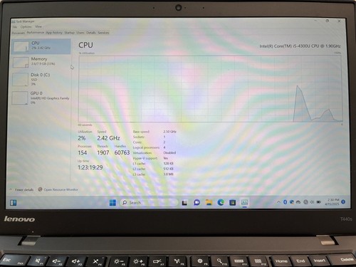 Lenovo ThinkPad T440s 14" Core i5-4300U @ 1.90GHz 8GB RAM 256GB SSD Win 11 Pro - Picture 14 of 21