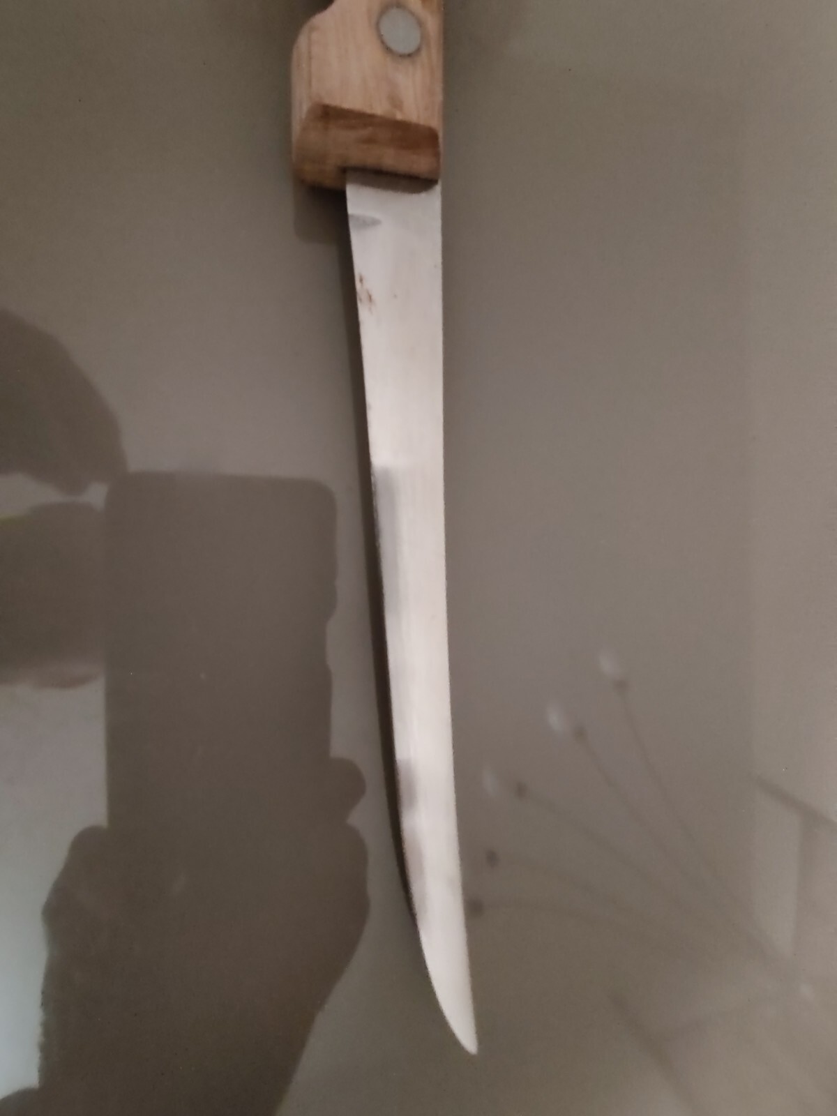 Vtg EKCO Eterna Fillet Knife Stainless 6 3/4” Blade Full Tang Wood Handle Taiwan