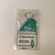 Good Vibes Only Hippie retro Flower Power Key Chain- Double Ring- New & Sealed