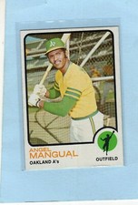 1973 Topps Angel Mangual #625 Oakland A's NrMt - Mt High #