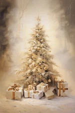 CHRISTMAS TREE ABSTRACT STRETCHED CANVAS PRINT WALL ART READY TO HANG CA35