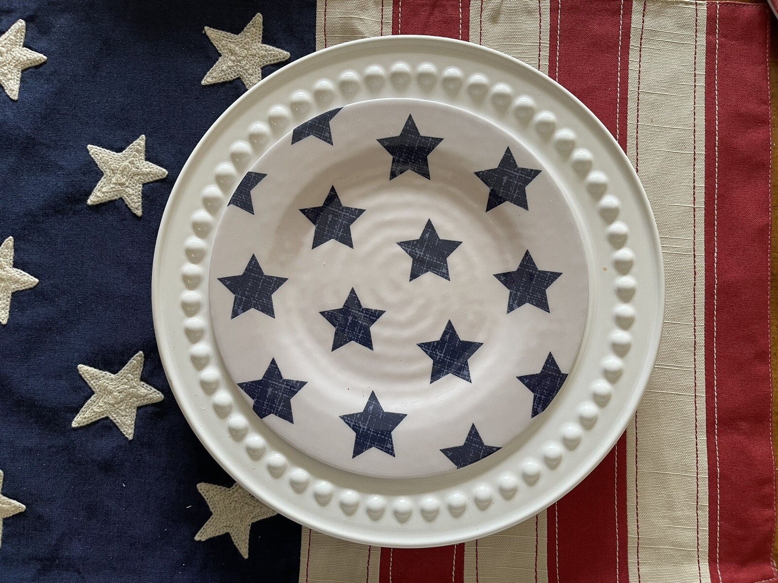 Pottery Barn American Flag Cotton Placemats Set Of 4NWT eBay