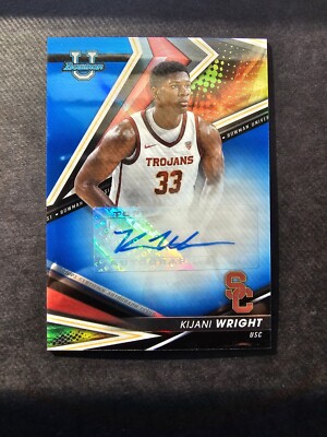 2023 Bowman University Kijani Wright   Blue SP Autograph Rookie #'d 21/150 USC