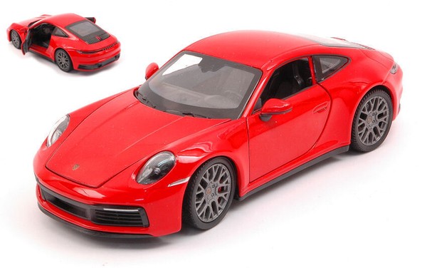 Welly 1/24 Porsche 911 Carrera 4S Rot Modellbau Statisches Modell Diecast-image