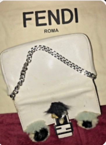 Authentische Fendi Micro Monster weiße Lederbaguette gebraucht - Bild 15 von 18