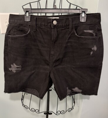 NWOT Zara Black Denim High Waisted Mom Jean Shorts Women