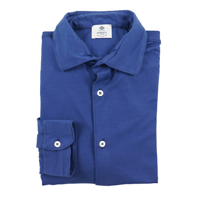 Borrelli Napoli Slim-Fit Button Front Jersey Cotton Shirt XS (Eu 46) NWT $450