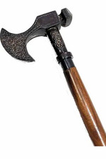 Walking Stick Cane Handmade Victorian Ice Axe Head Handle Vintage Wooden Walking
