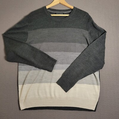 Tricots St Raphael Sweater Men's XL 100% Acrylic Thick Stripes Colorblock Gray