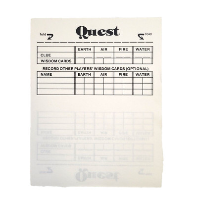 The Quest of the Philosopher's Stone Board Game Replacement Score Sheet Pad 40pg