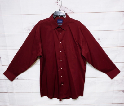 Stafford Mens Shirt Size 17 Regular Fit Burgundy Easy Care  display picture 3