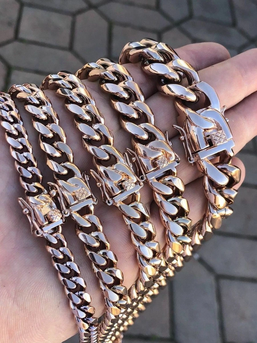 Rose gold plated cuban link chain deals