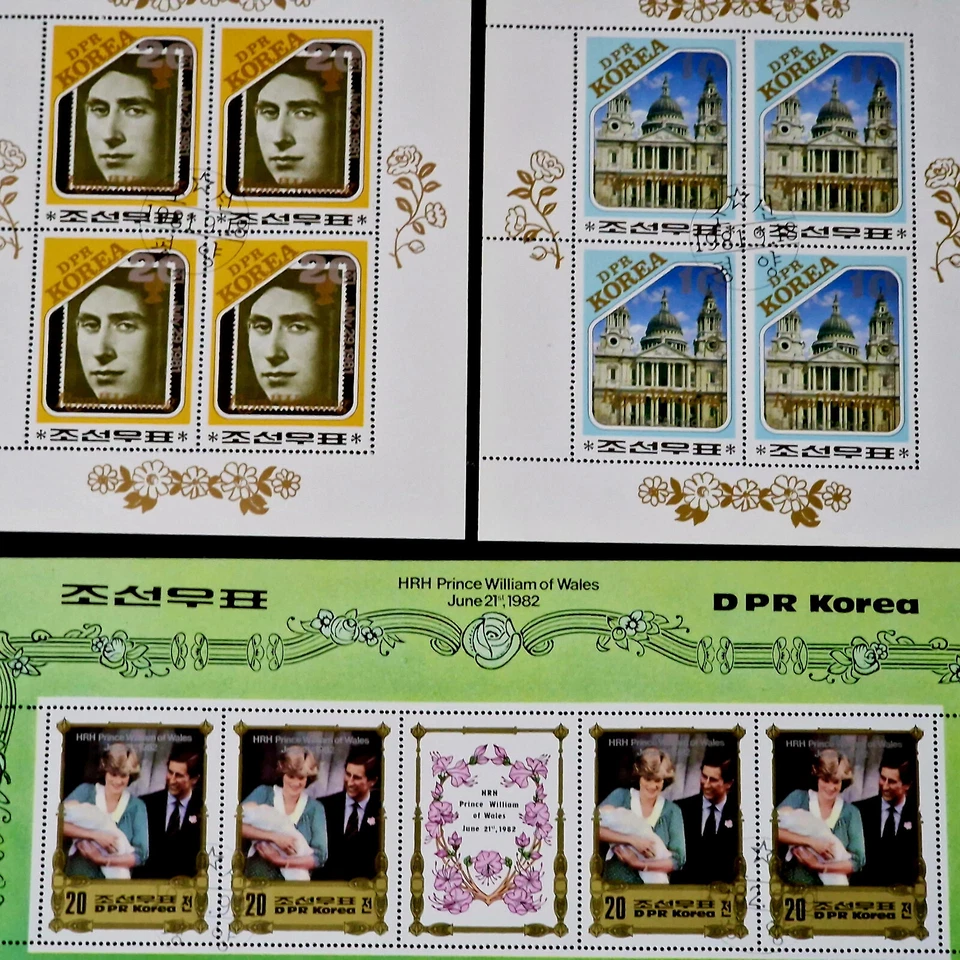 Familia real del Reino Unido LADY DI princesa Diana y príncipe Guillermo 64 estampillas 20 bloques Foto 3 de 4