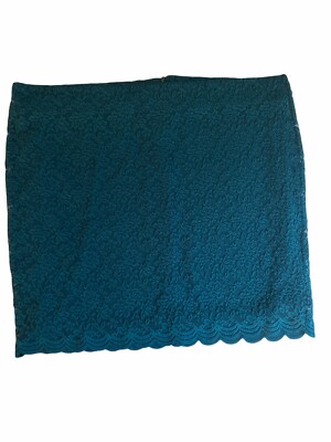 4X Torrid Dark Teal Stretch Lace Mini Skirt Womens Plus Size Back Zipper New