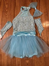 Weissman Dance Costume Blue Color One Piece Sz LC Large Child